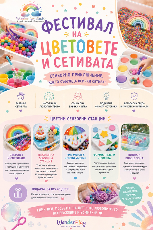 🌈 Фестивал на цветовете и сетивата 🌈 на 31.05.2026 г. от 10:30 ч. до 17:30 ч.